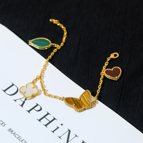 Louis Vuitton LV four flower bracelet tiger eye stone mother of pearl malachite carnelian-3632  
