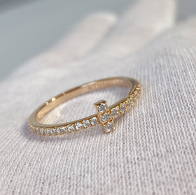 Tiffany gold coil full diamond ring-0164